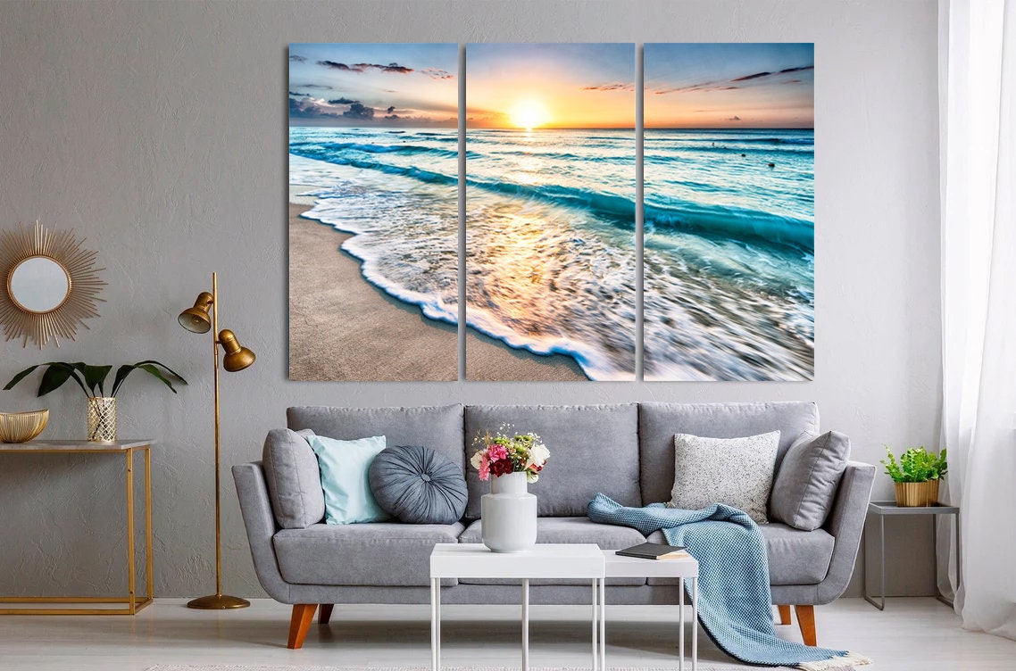 Sea beach ocean Canvas Wall Art Design,white sand POSTER , Poster Print Decor for Home & Office Decoration CANVAS READY to Hang