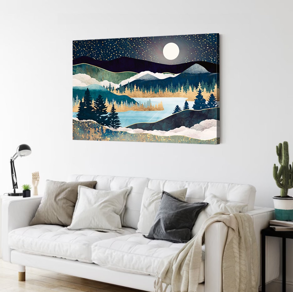 Starry Sky Canvas Wall Art Landscape Poster Nature lake art Large Wall Art Home Decor