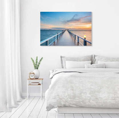 Lake Canvas Art Print, Landscape Wall Decor, Home and Living Room Decor, Foot bridge at sunset Canvas Prints CANVAS READY to Hang