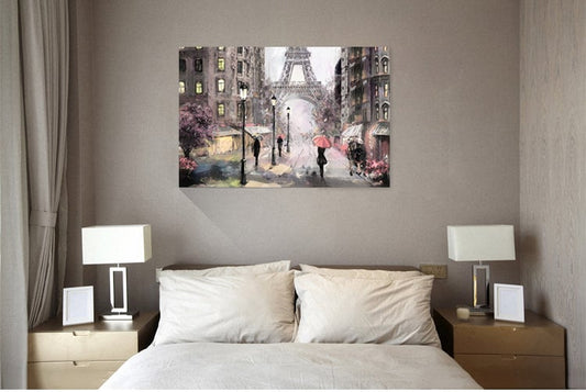 Paris Oil Painting Art Print, Paris Wall Decor, Home and Living Room Decor, Eiffel Tower Wall Art Canvas Prints CANVAS READY to Hang