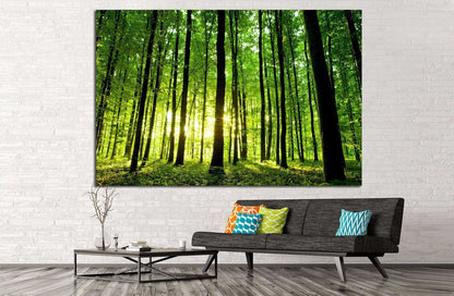 Forest Wall Art Canvas beautiful green forest Canvas Print Multiple Sizes Wrapped Canvas on Wooden Frame