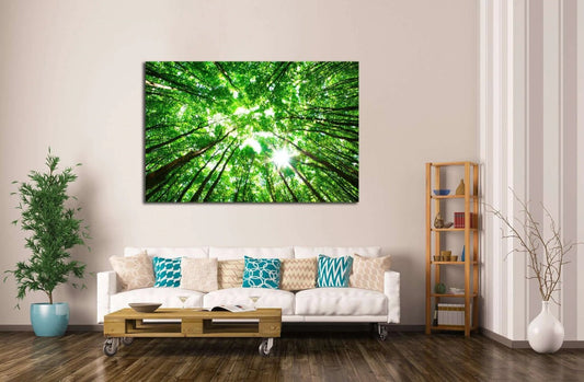 Green Forest Wall Art Canvas Print Multiple Sizes Wrapped Canvas on Wooden Frame Ready to Hang Canvas Print