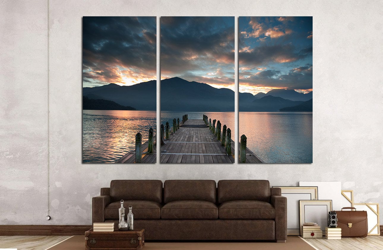 Lake District Canvas Art Print, Landscape Wall Decor, Home and Living Room Decor, Foot bridge at sunset Canvas Prints CANVAS READY to Hang