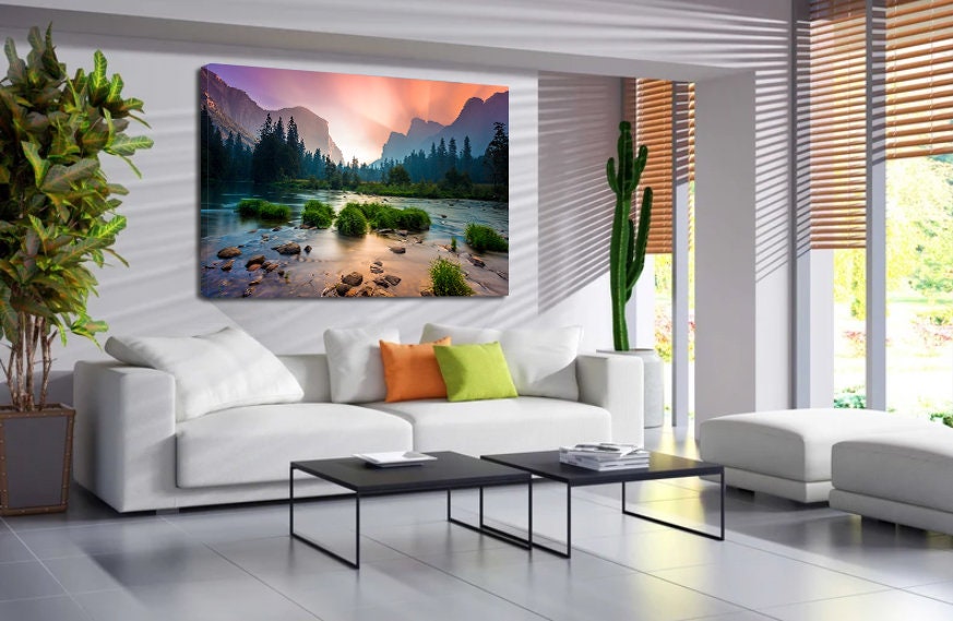 Yosemite canvas wall art Colorful nature wall art River canvas art Large Canvas Wall Art El Capitan National Park Nature Decor