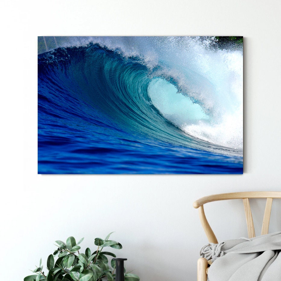 Blue ocean surfing wave Canvas Surfing Canvas, Ocean Wall Art,Surfer Wave Canvas, Landscape Canvas,Sea Wave Wall Art