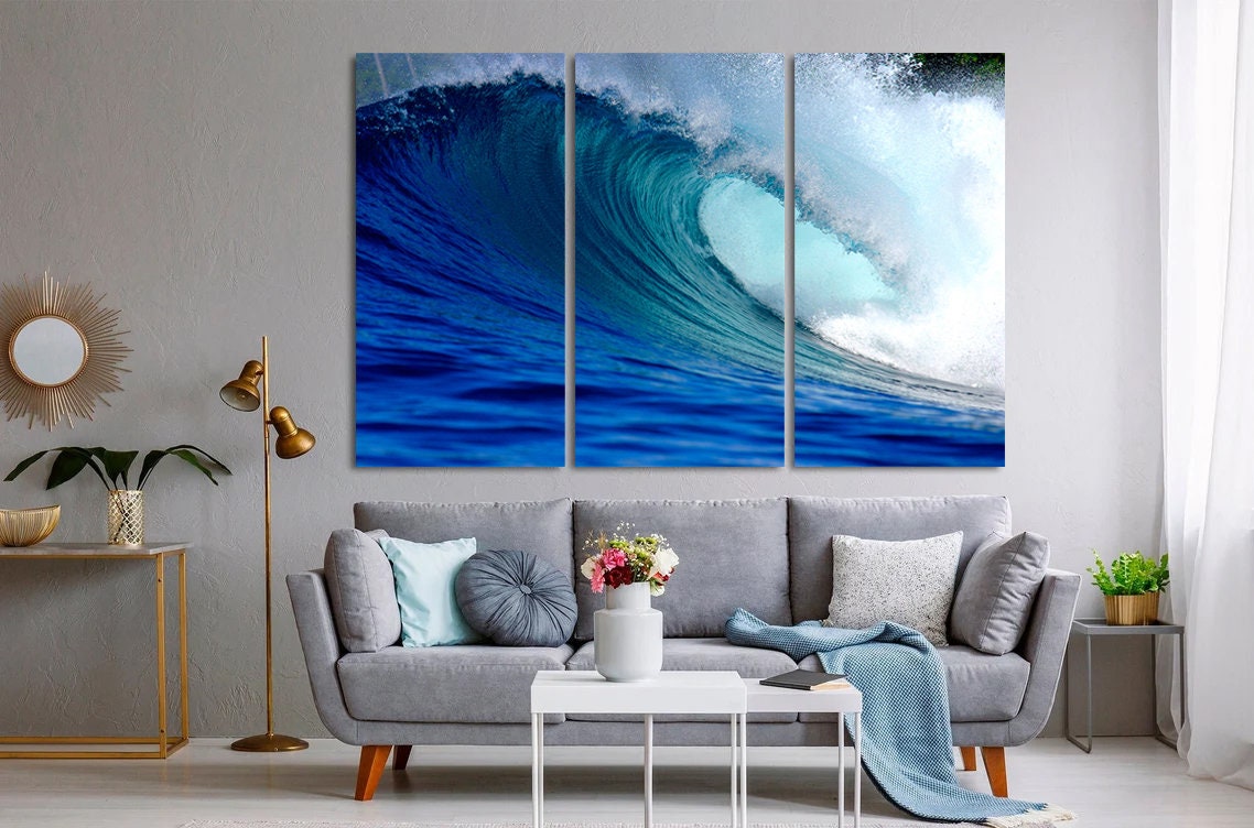 Blue ocean surfing wave Canvas Surfing Canvas, Ocean Wall Art,Surfer Wave Canvas, Landscape Canvas,Sea Wave Wall Art