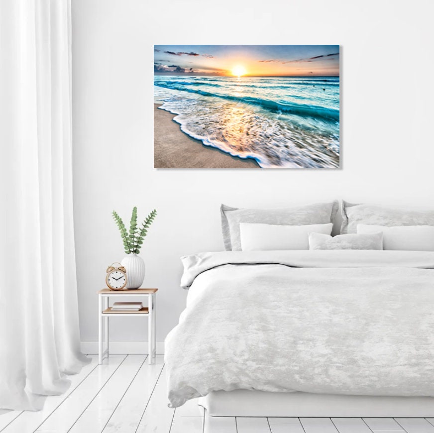 Sea beach ocean Canvas Wall Art Design,white sand POSTER , Poster Print Decor for Home & Office Decoration CANVAS READY to Hang