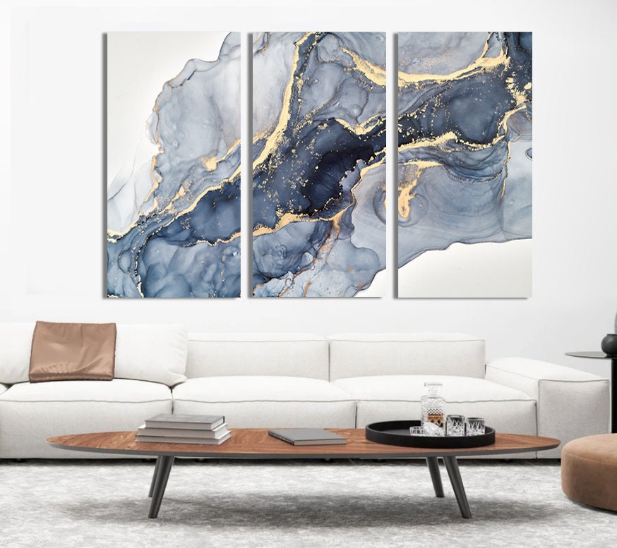 Abstract fluid art painting Contemporary Art Decor Abstract Wall Art Blue Canvas Print Home Decor Marble Wall Decor,Marble Canvas Print