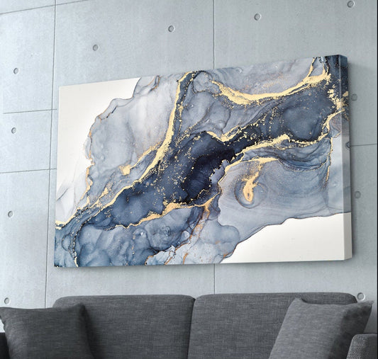 Abstract fluid art painting Contemporary Art Decor Abstract Wall Art Blue Canvas Print Home Decor Marble Wall Decor,Marble Canvas Print