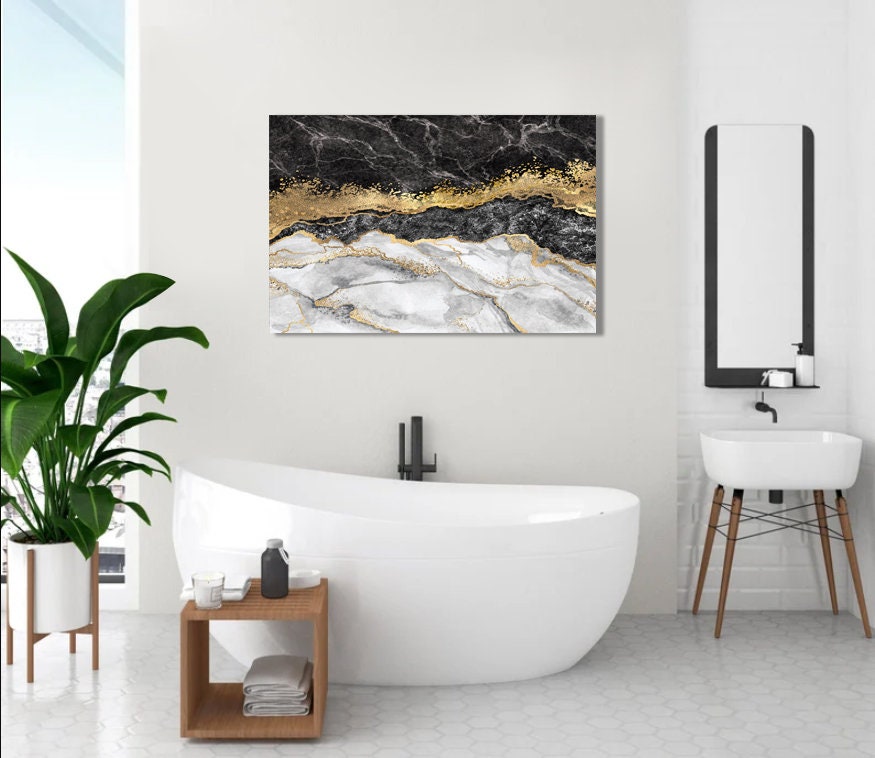 Grey Gold Marble Canvas , Large Wall Art, Marble Canvas, Contemporary Art，Abstract Marble Canvas Wall Art, Marble Home Decor