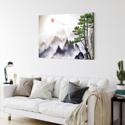 Japanese wall art Mountain print art Mountain canvas art home decor Asian wall decor Large Wall Art Home Decor