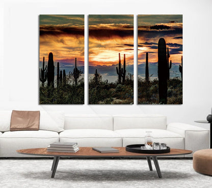 Sonoran Desert Sunset Canvas Landscape Art wall decor Arizona Sunset Canvas Print Wall Art Canvas Multiple Size scenic Silhouette wall decor