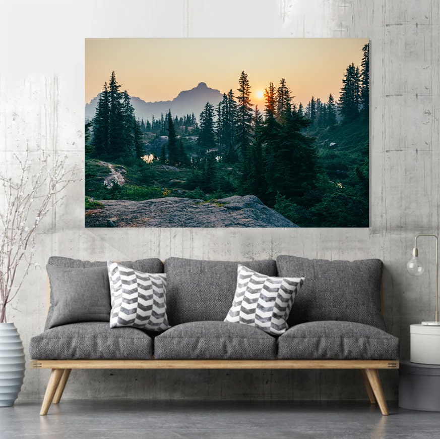 Forest Wall Art Nature Art Print beautiful sunset mount Print Pine Tree Wall Art Nature Wall Art Cedars Trees Wall Art Canvas wall decor