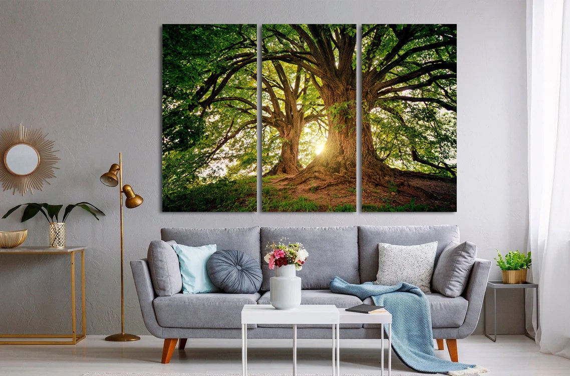 Trees in the forest canvas wall art Big oak trees canvas Large tree wall art nature print Tree Branch wall art Old tree wall art