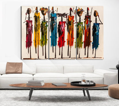 Abstract African Wall Art, Masai Canvas Print,Canvas wall decor，Colorful African Painting, African Wall Décor, African Art,living room decor