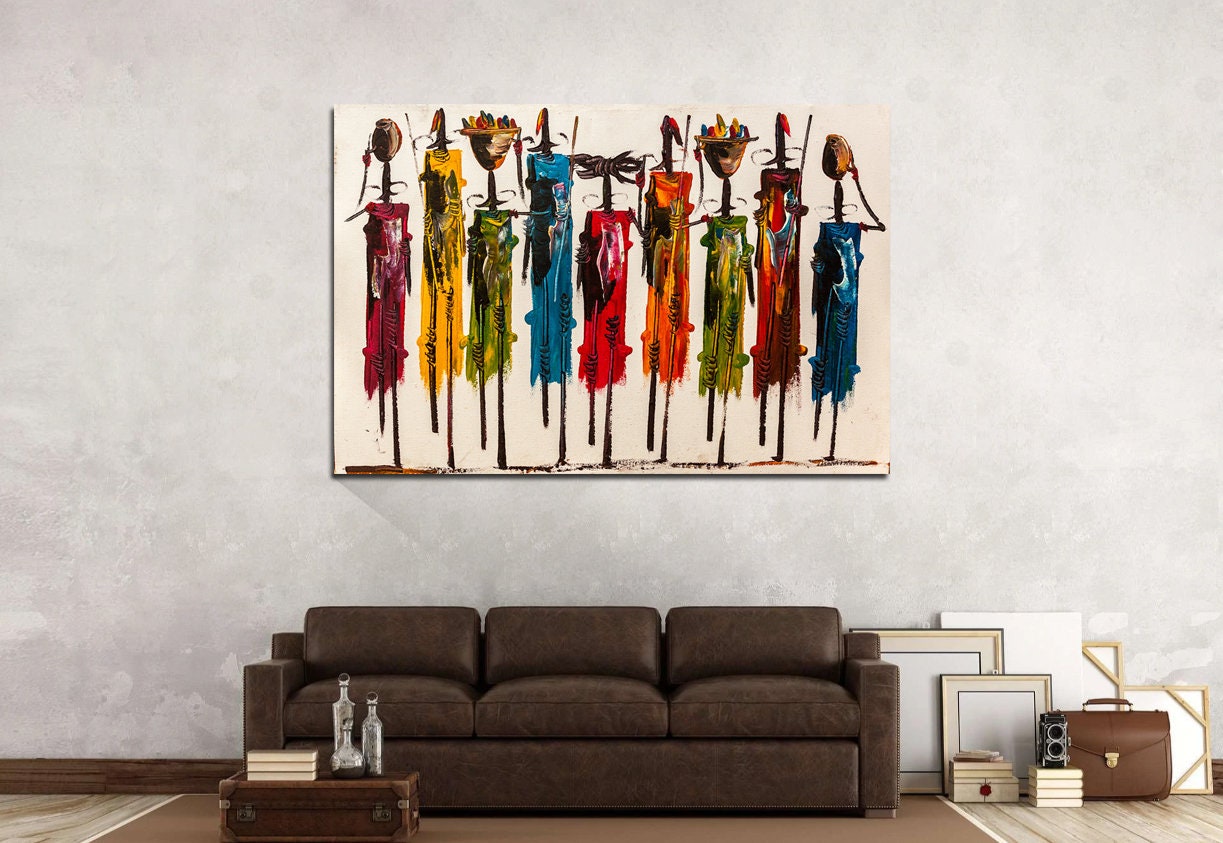 Abstract African Wall Art, Masai Canvas Print,Canvas wall decor，Colorful African Painting, African Wall Décor, African Art,living room decor