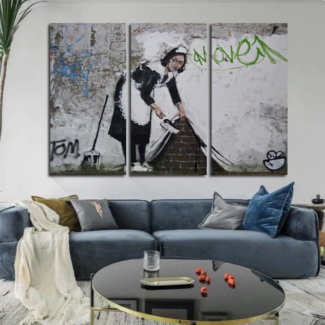 Banksy street art, The CleanerArt, Banksy Décor, Banksy Print, Street Art Decor, Graffiti Art, Banksy Flower Bomber Canvas wall decor