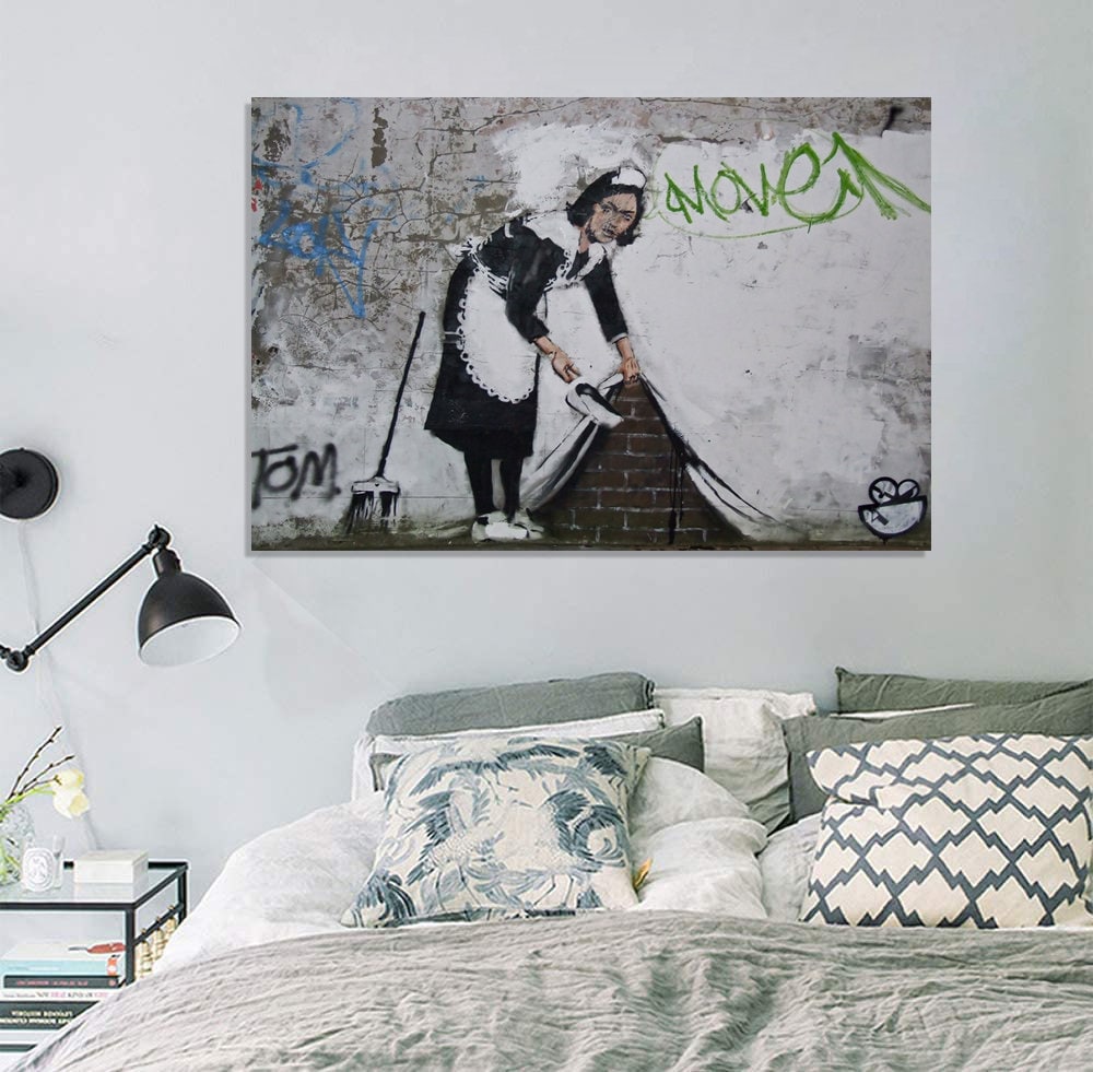 Banksy street art, The CleanerArt, Banksy Décor, Banksy Print, Street Art Decor, Graffiti Art, Banksy Flower Bomber Canvas wall decor