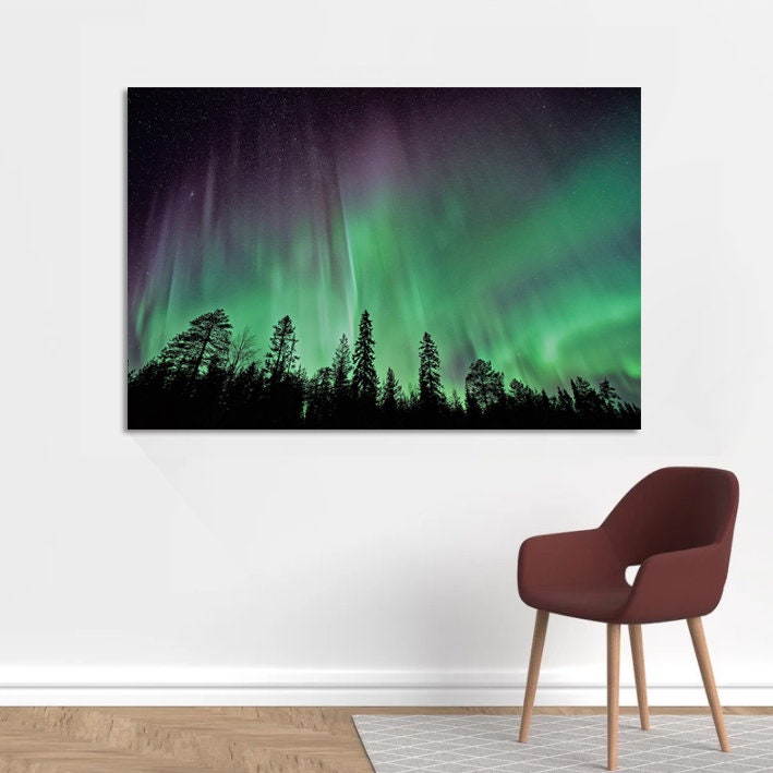 Aurora Borealis Art Print, Northern Lights Night Sky, Colors Of The Sky Art Print,Large Wall Art,POSTER or CANVAS READY to Hang