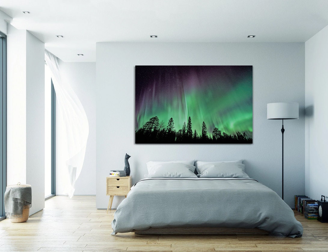 Aurora Borealis Art Print, Northern Lights Night Sky, Colors Of The Sky Art Print,Large Wall Art,POSTER or CANVAS READY to Hang