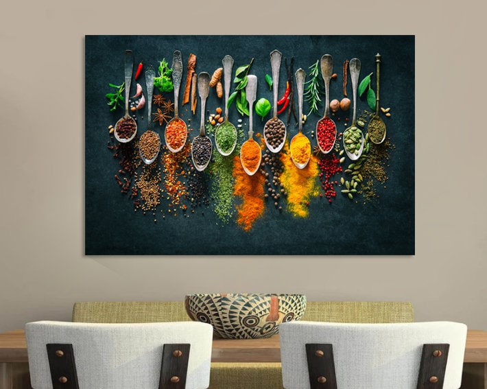 Spices canvas print Kitchen wall decor Cooking Herbs Spices Cooking Kitchen canvas print, wall art, Kitchen art, Picture Print