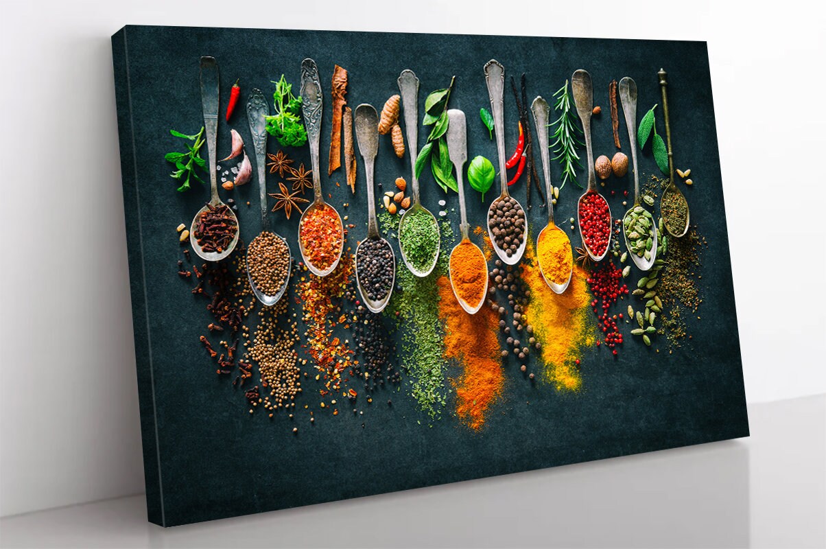 Spices canvas print Kitchen wall decor Cooking Herbs Spices Cooking Kitchen canvas print, wall art, Kitchen art, Picture Print