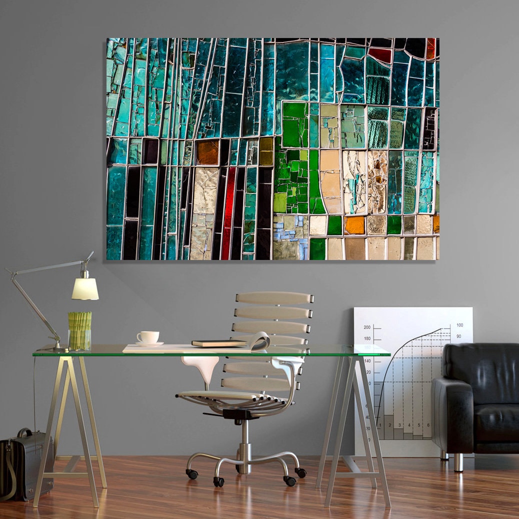 Abstract wall art canvas,Large canvas art for living room,Mosaic canvas,Colorful window on canvas, Canvas wall art, Modern canvas art