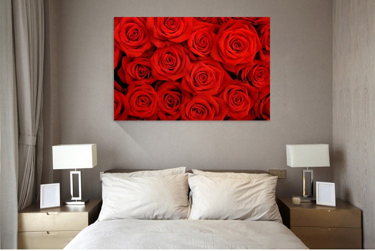 Big bunch of red roses wall art Red roses Flowers wall decor canvas Floral decor Flowers poster Roses poster Red flowers art