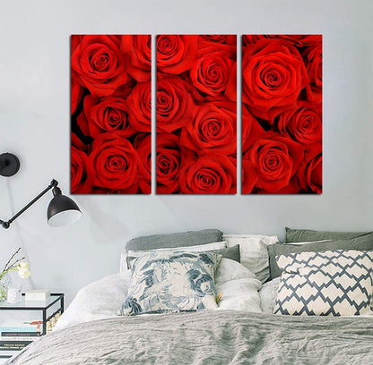 Big bunch of red roses wall art Red roses Flowers wall decor canvas Floral decor Flowers poster Roses poster Red flowers art