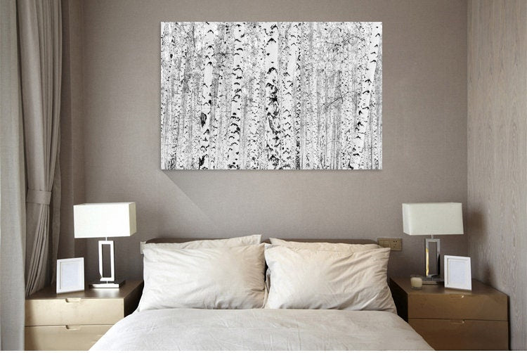 Birch Forest Poster,Forest Canvas Wall Art,Forest Black and White Landscape Print Art,Extra Large Canvas Wall and Home Decor,Modern Wall Art