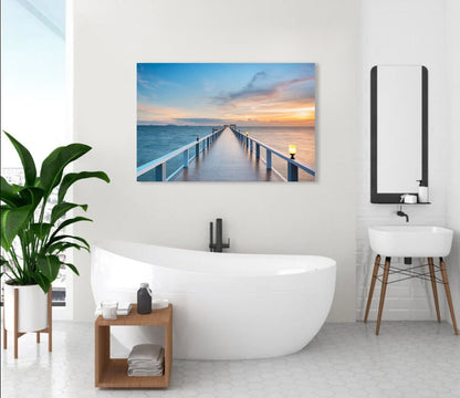 Lake Canvas Art Print, Landscape Wall Decor, Home and Living Room Decor, Foot bridge at sunset Canvas Prints CANVAS READY to Hang