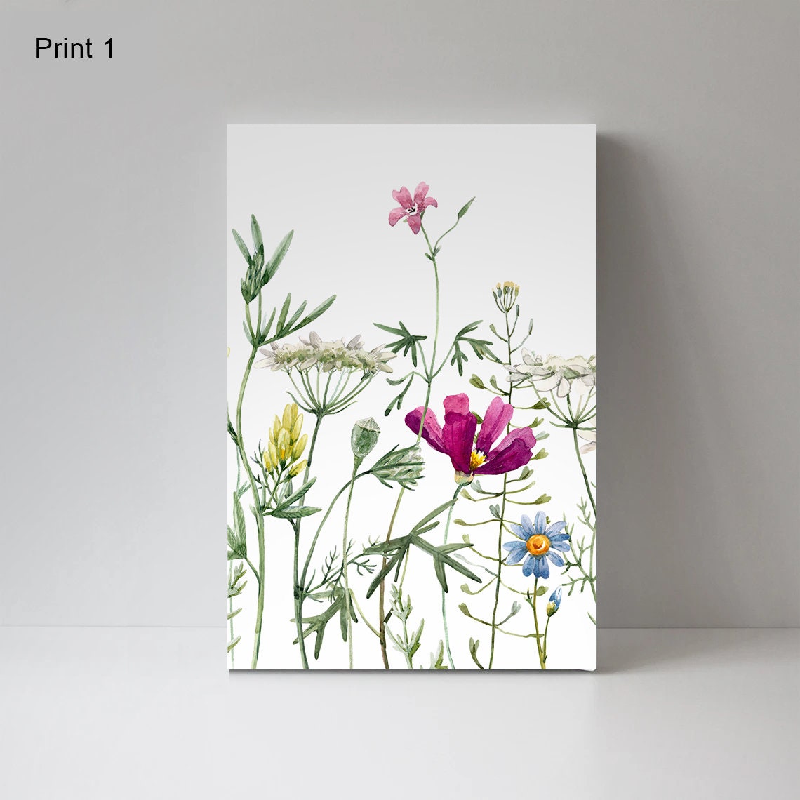 Watercolor Wildflowers Wall Art Canvas Print, Art Print, Modern Decor, Wildflower Print, Home & Living