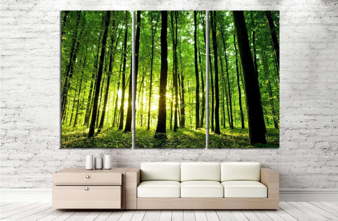 Forest Wall Art Canvas beautiful green forest Canvas Print Multiple Sizes Wrapped Canvas on Wooden Frame