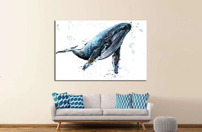 watercolor Humpback whale art Ocean Animal Prints, Nautical Nursery Art Ocean Nursery Print Ocean Wall Art Canvas Modern Nautical Home Decor