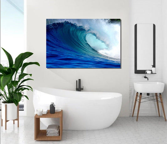 Blue ocean surfing wave Canvas Surfing Canvas, Ocean Wall Art,Surfer Wave Canvas, Landscape Canvas,Sea Wave Wall Art