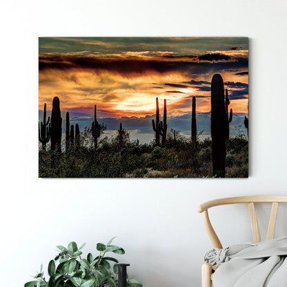 Sonoran Desert Sunset Canvas Landscape Art wall decor Arizona Sunset Canvas Print Wall Art Canvas Multiple Size scenic Silhouette wall decor