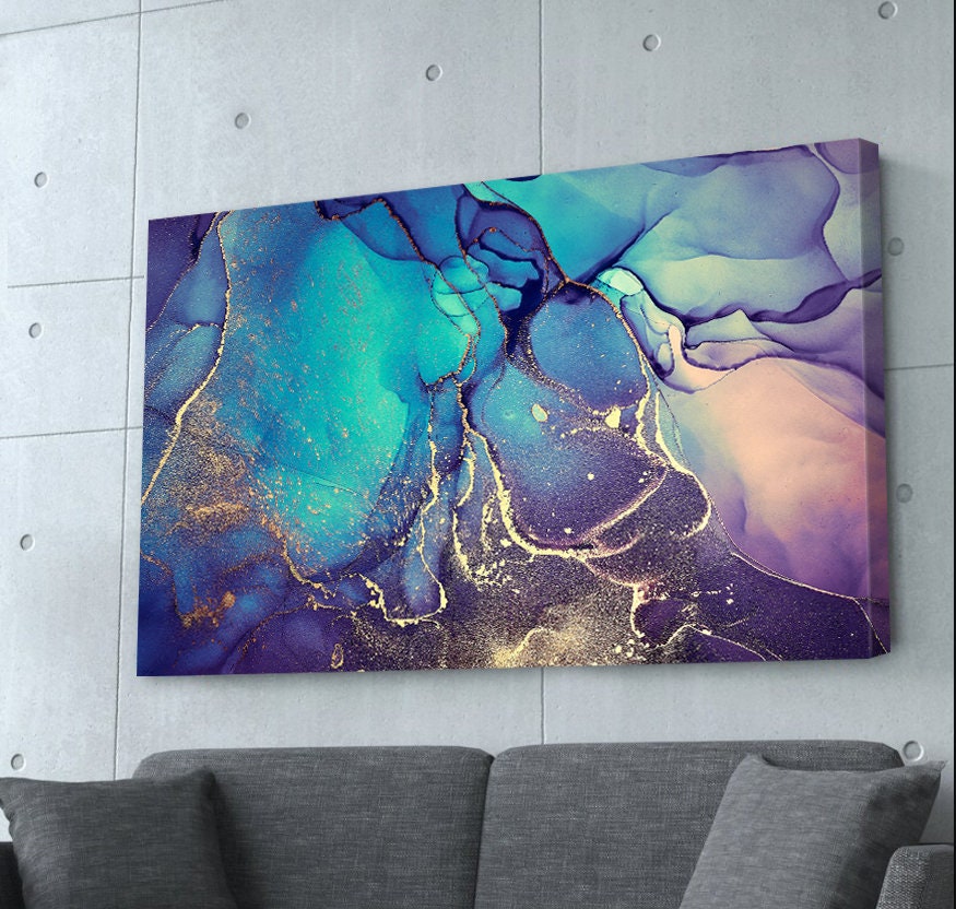 Abstract Art Marble Canvas Wall Art, Alcohol Ink Home Decor, Modern Canvas Prin Home Gift Trendy Modern Wall Art, Contemporary Home Decor