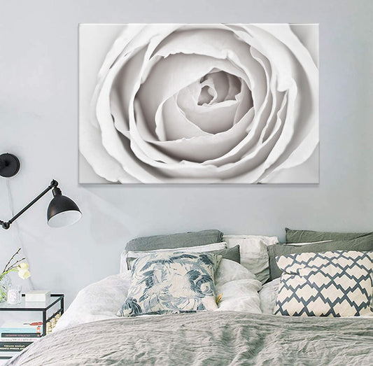 close up of white rose petals Art,White Roses,Flowers Canvas Print, Roses Canvas Wall Decor, Abstract Flowers Interior Art