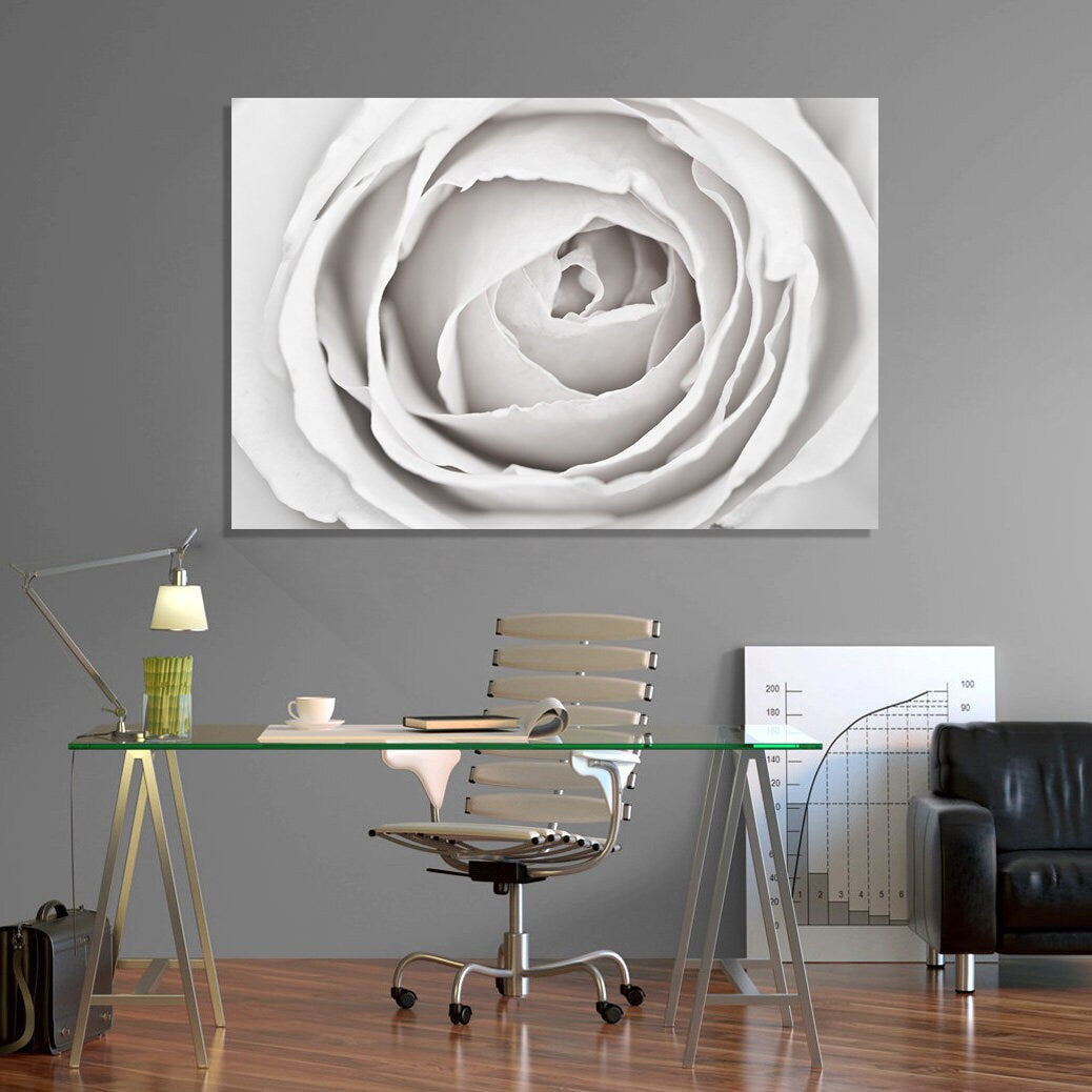 close up of white rose petals Art,White Roses,Flowers Canvas Print, Roses Canvas Wall Decor, Abstract Flowers Interior Art