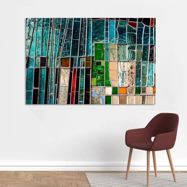 Abstract wall art canvas,Large canvas art for living room,Mosaic canvas,Colorful window on canvas, Canvas wall art, Modern canvas art