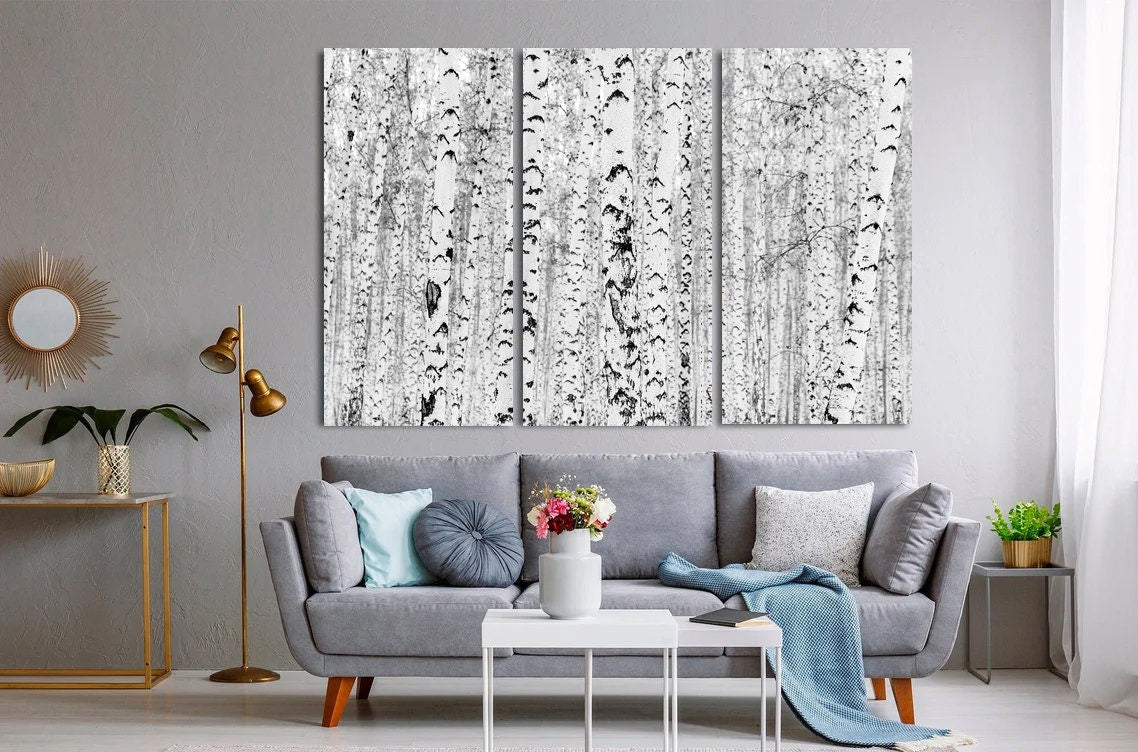 Birch Forest Poster,Forest Canvas Wall Art,Forest Black and White Landscape Print Art,Extra Large Canvas Wall and Home Decor,Modern Wall Art