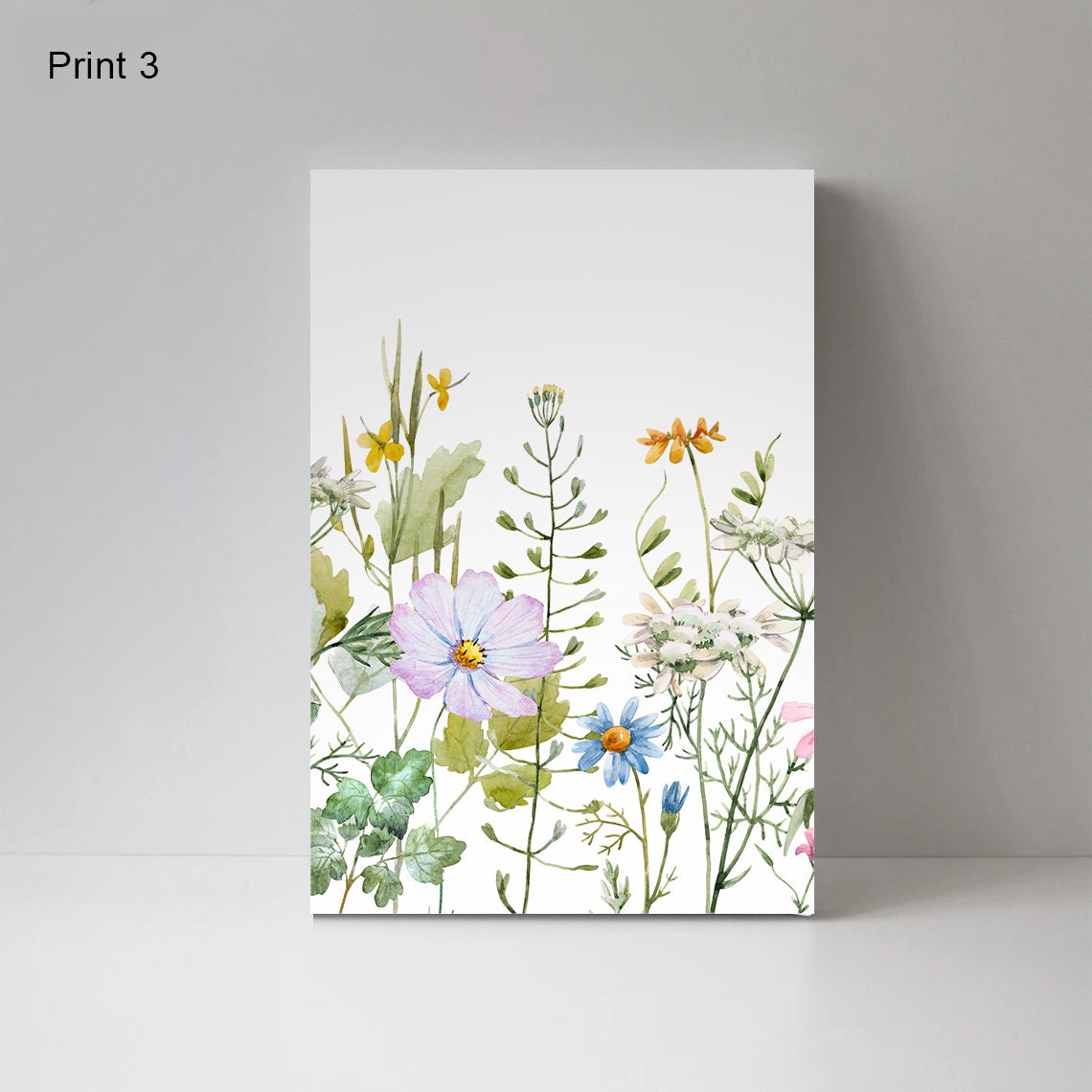 Watercolor Wildflowers Wall Art Canvas Print, Art Print, Modern Decor, Wildflower Print, Home & Living