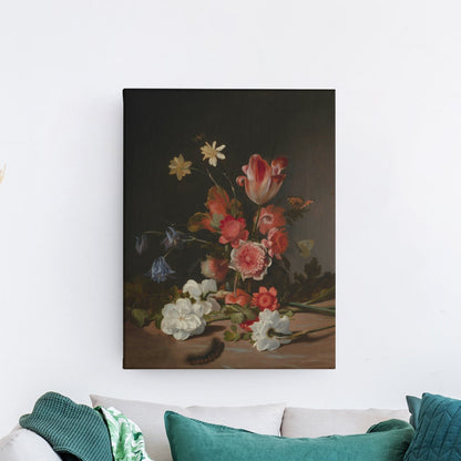 Antique flower illustration Wall Art, Vintage Art Print, canvas print over wood frame, bedroom, office, living room wall decoration