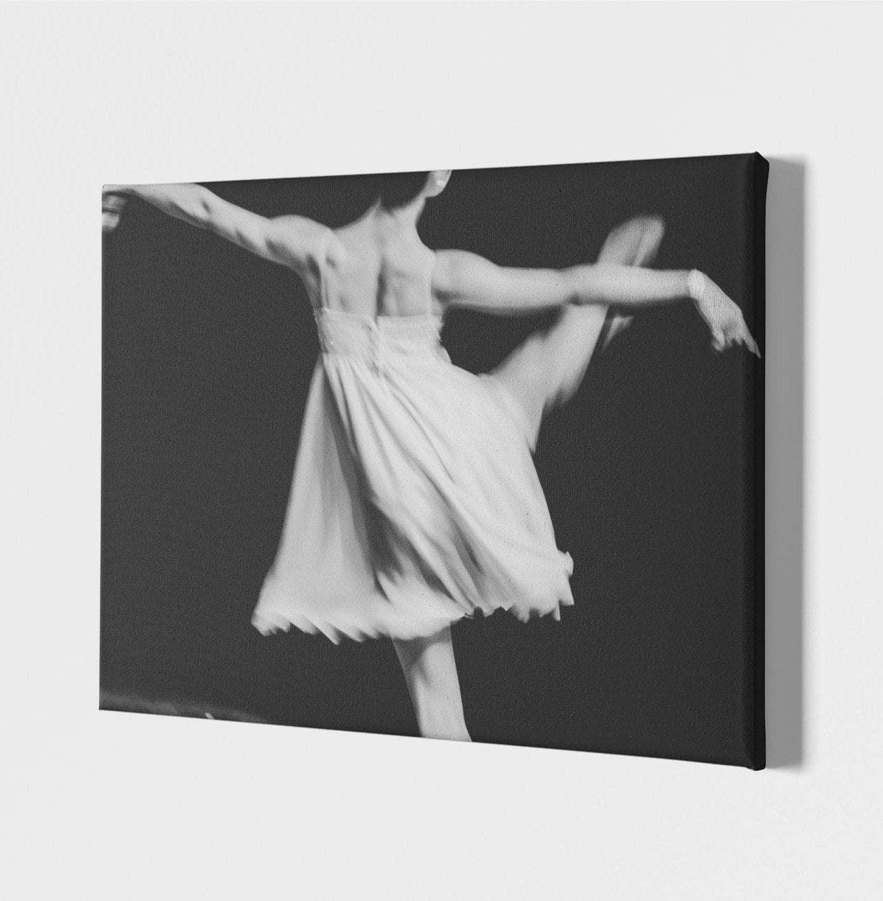 Ballerina dancing wall Art, black and white photo, canvas print over wood frame, bedroom, office, living room wall decoration