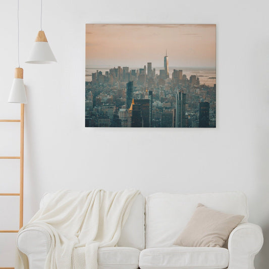 Manhattan Sunset photo print, New York Wall Art, landscape Canvas Print, Canvas over wood frame, Hang Canvas Print, Home decor