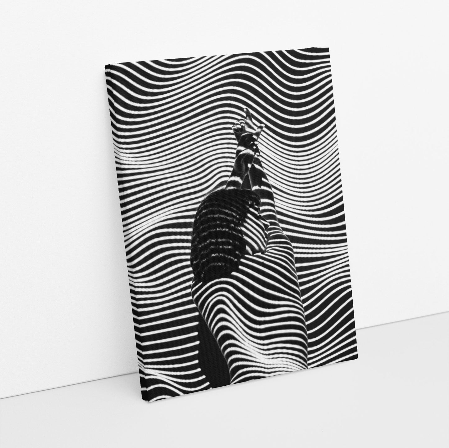 Zebra Lines Laying feel free wall Art, black and white photo, canvas print over wood frame, bedroom, office, living room wall decoration