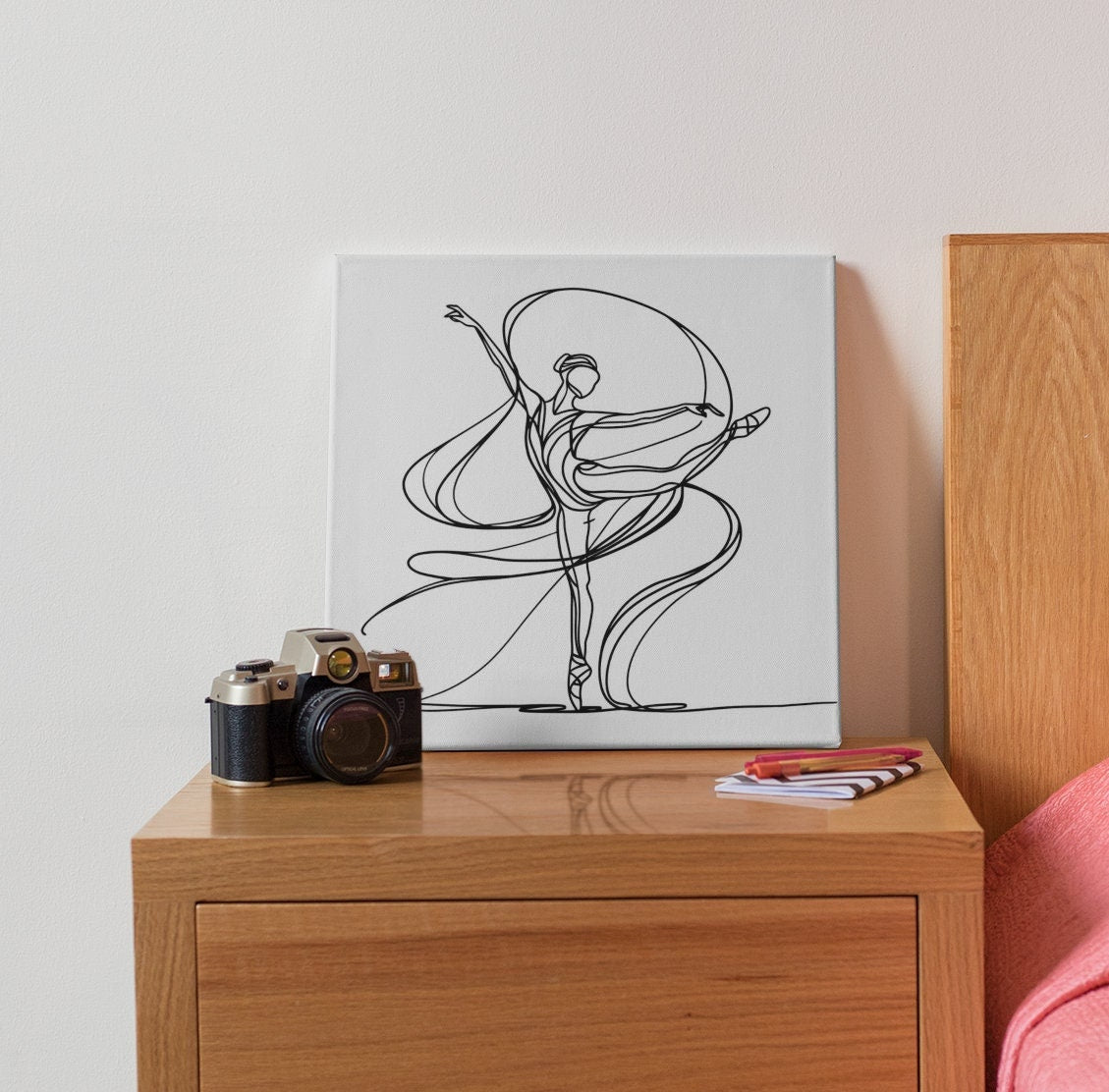 Ballerina Minimalist Line Art Canvas Print, Simple Wall Decor, line art, minimalist, wall art, ready to hang canvas print