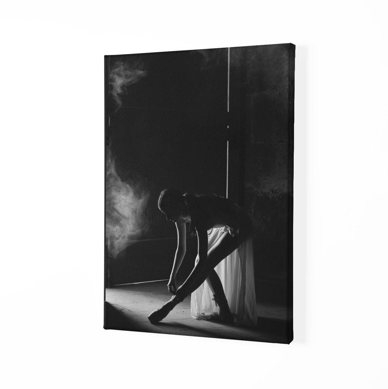 Ballerina wall Art, black and white photo, canvas print over wood frame, bedroom, office, living room wall decoration