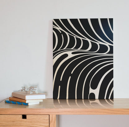 black and white lines wall Art, black and white photo, line art, canvas print over wood frame, bedroom, office, living room wall decoration